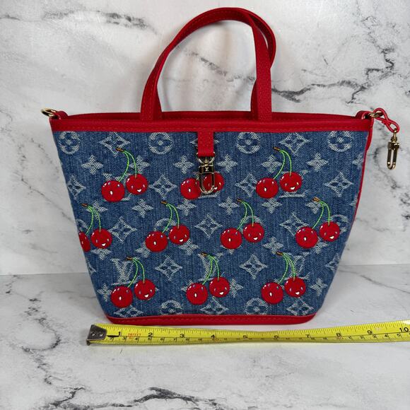 Louis Vuitton Denim Cherry Neverfull Inside Out BB LV x TM Murakami 2025 New - Picture 16 of 16